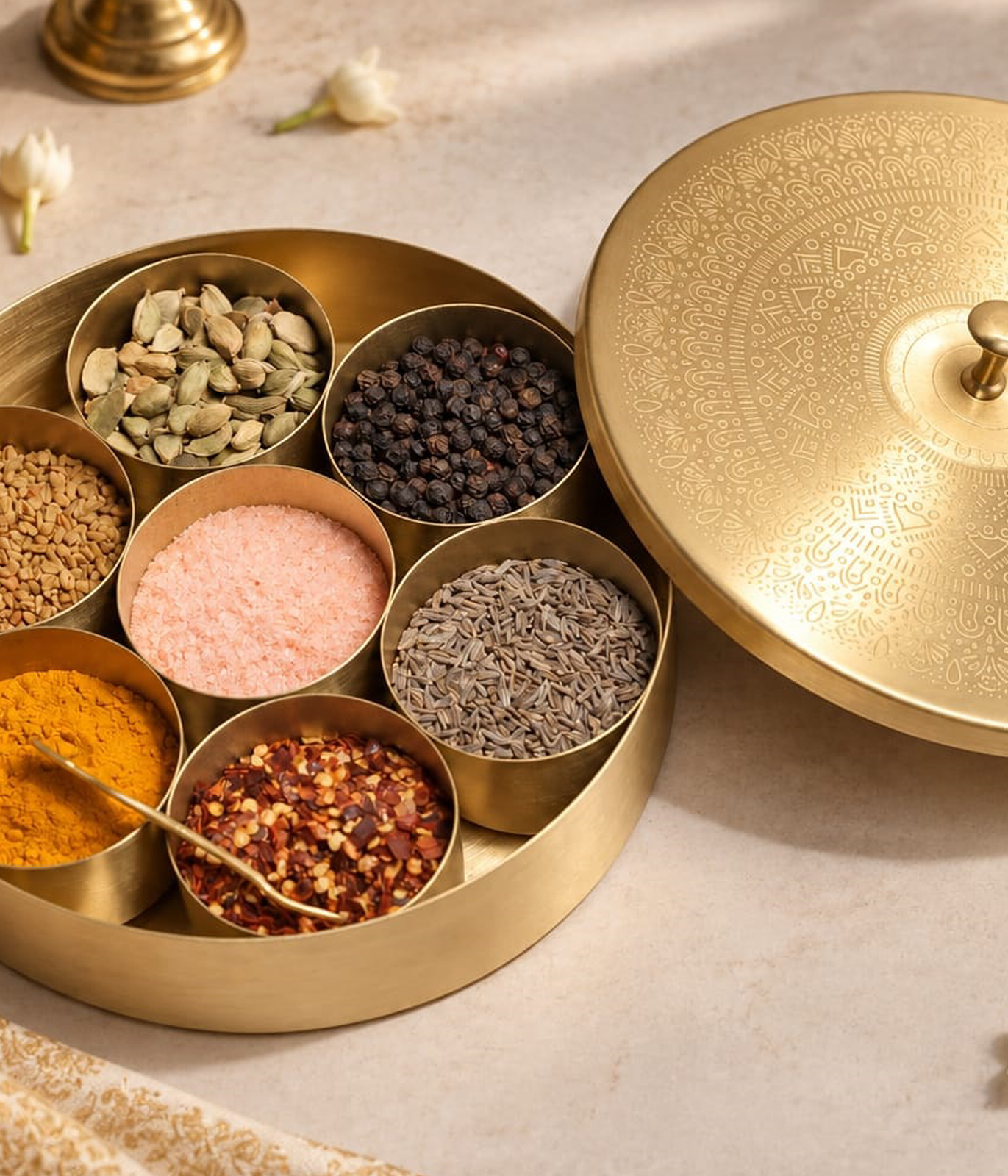 BRASS HERITAGE MASALA DABBA