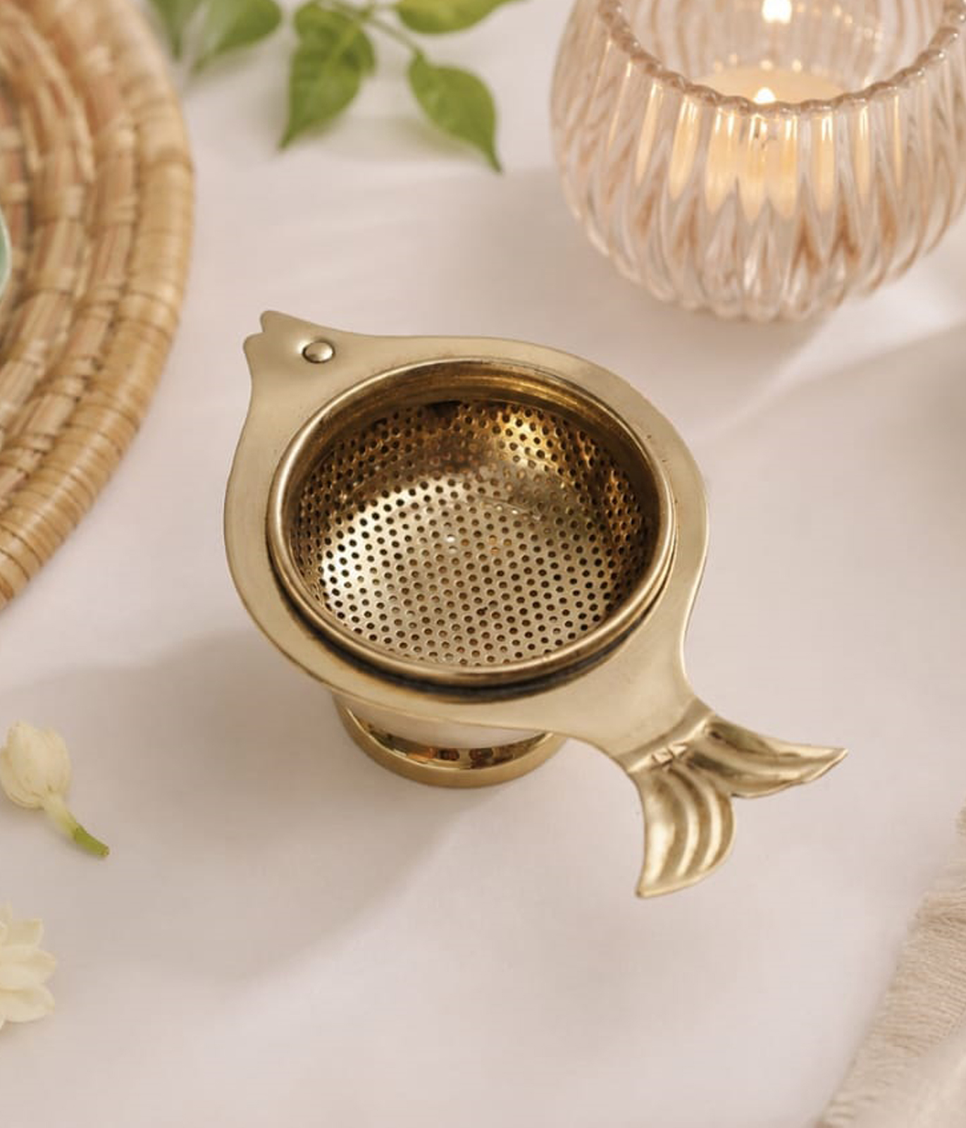 MACHHLI BRASS TEA STRAINER