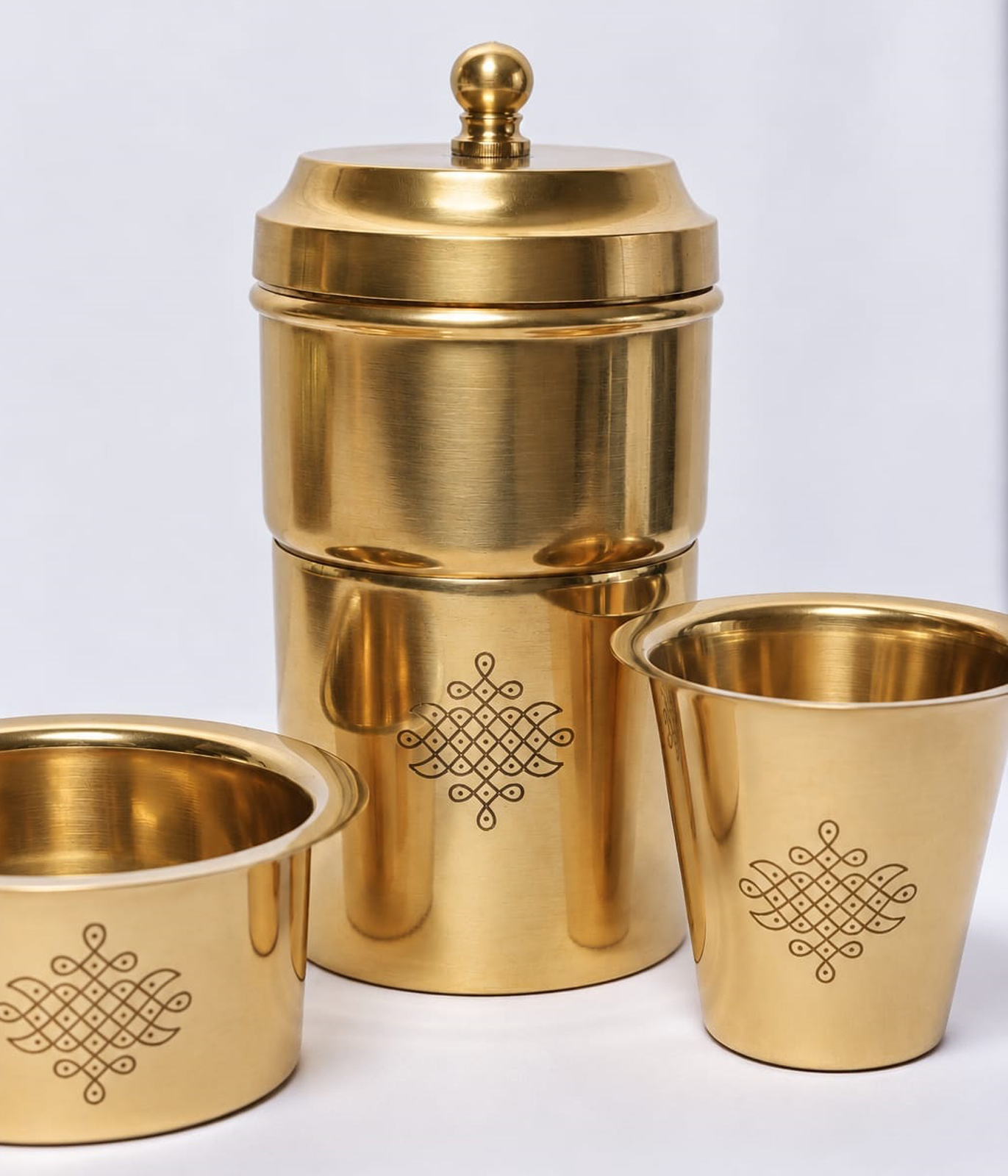 BRASS SOUTH INDIAN FILTER COFFEE SET