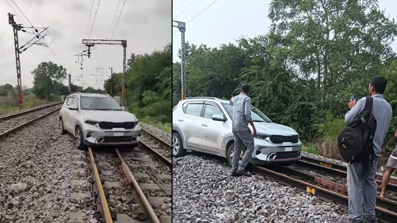 यूपी की महिला ने रेलवे ट्रैक पर दौडाई कार, रोकनी पड़ीं ट्रेनें, वायरल हुआ वीडियो