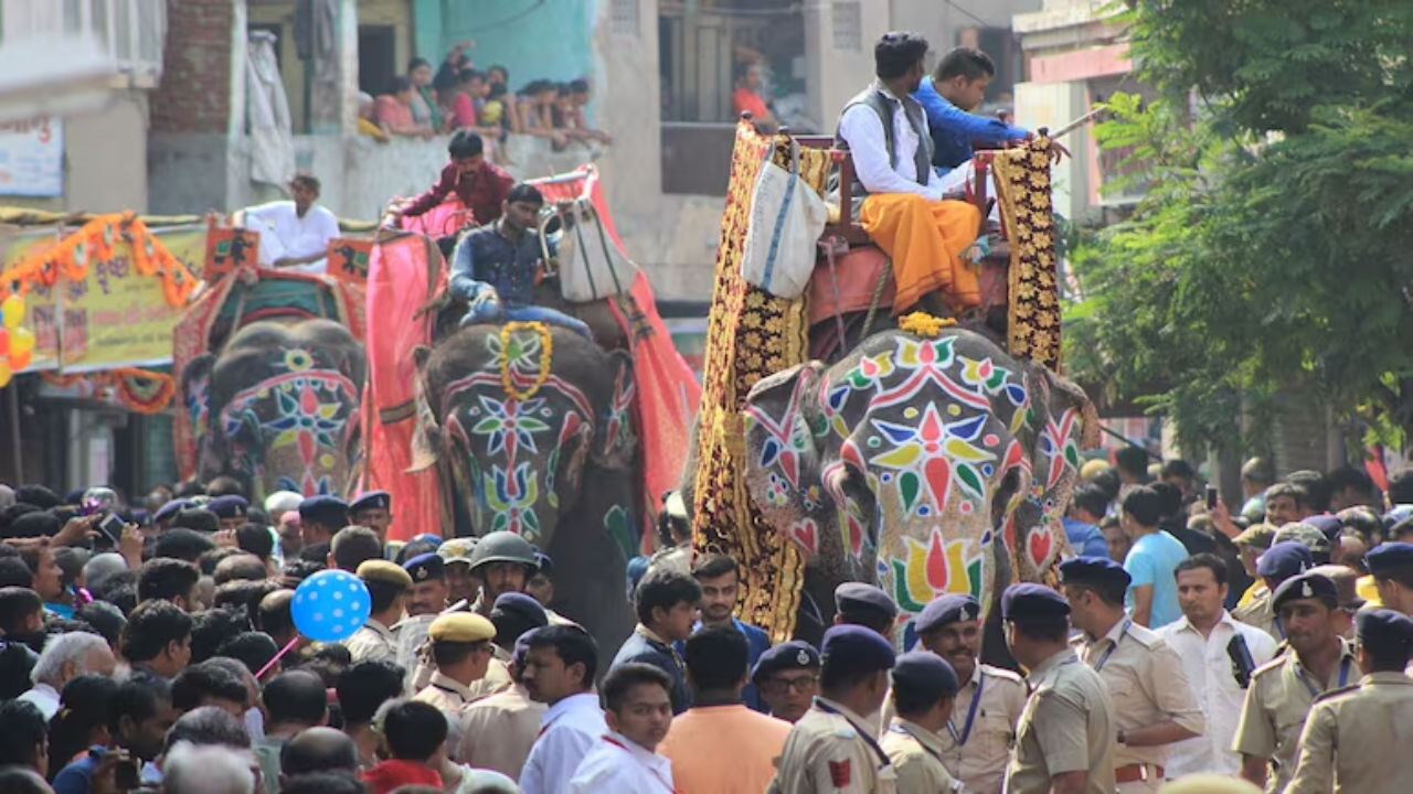 अहमदाबाद जगन्नाथ रथयात्रा में हाथी हुआ बेकाबू, वन विभाग ने काबू किया, वीडियो हुआ वायरल