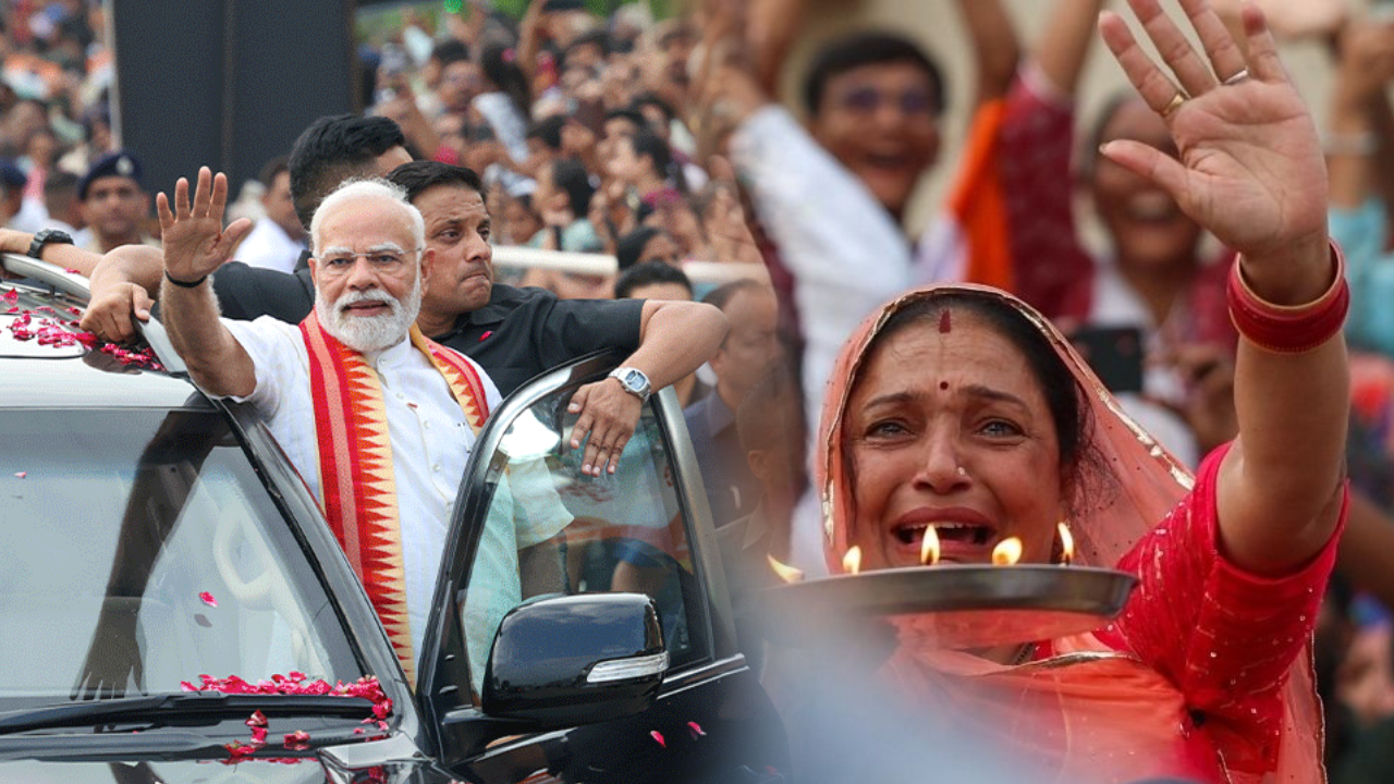 हाथों में आरती की थाली,आंखों मे बहते आंसू, पीएम मोदी को देख ही भावुक हुई महिला