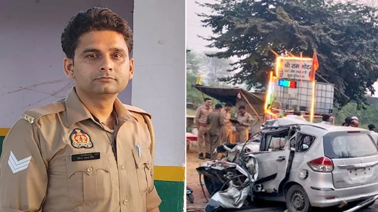 दबिश देकर लौट रही पुलिस टीम की अर्टिगा ट्रक में घुसी, कॉन्स्टेबल-ड्राइवर की मौके पर मौत